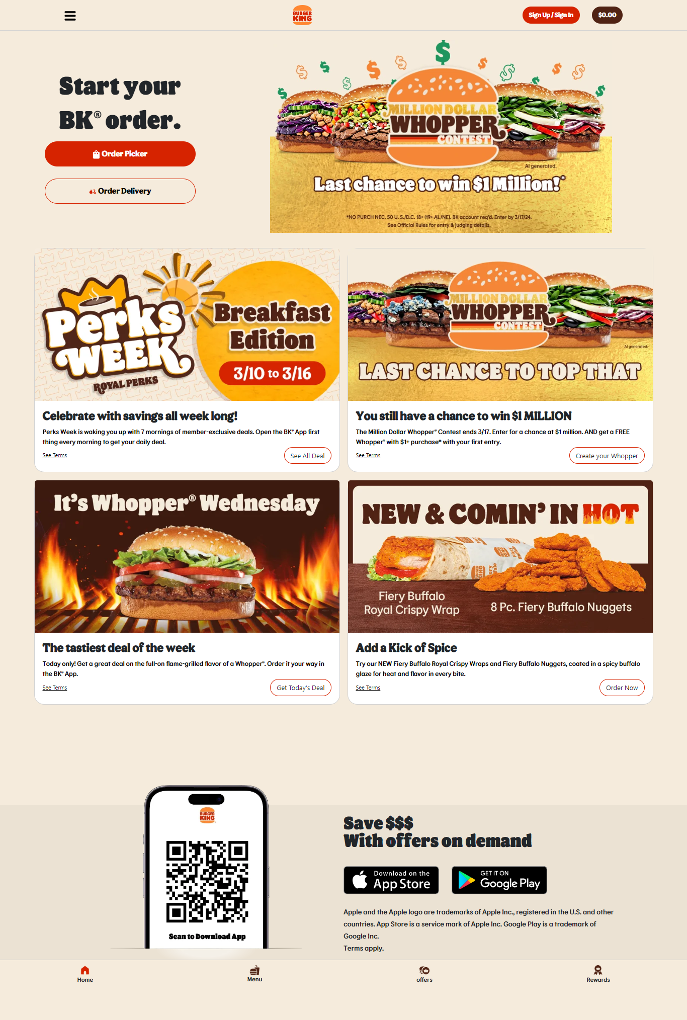 A recreated version of the Burger King website, featuring a clean, responsive design that highlights menu offerings and promotional content. Developed using HTML, CSS, and JavaScript to deliver a user-friendly experience.