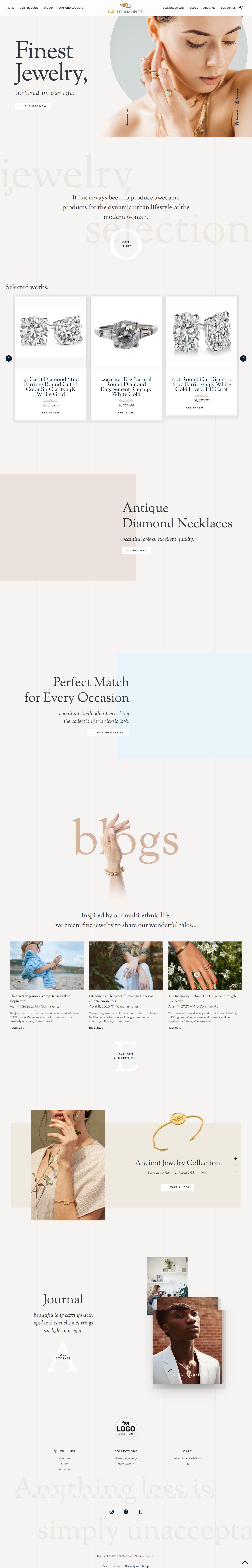 Designed and developed a sleek, responsive e-commerce platform for Cali Diamonds, showcasing luxury jewelry with intuitive navigation and seamless user experience.