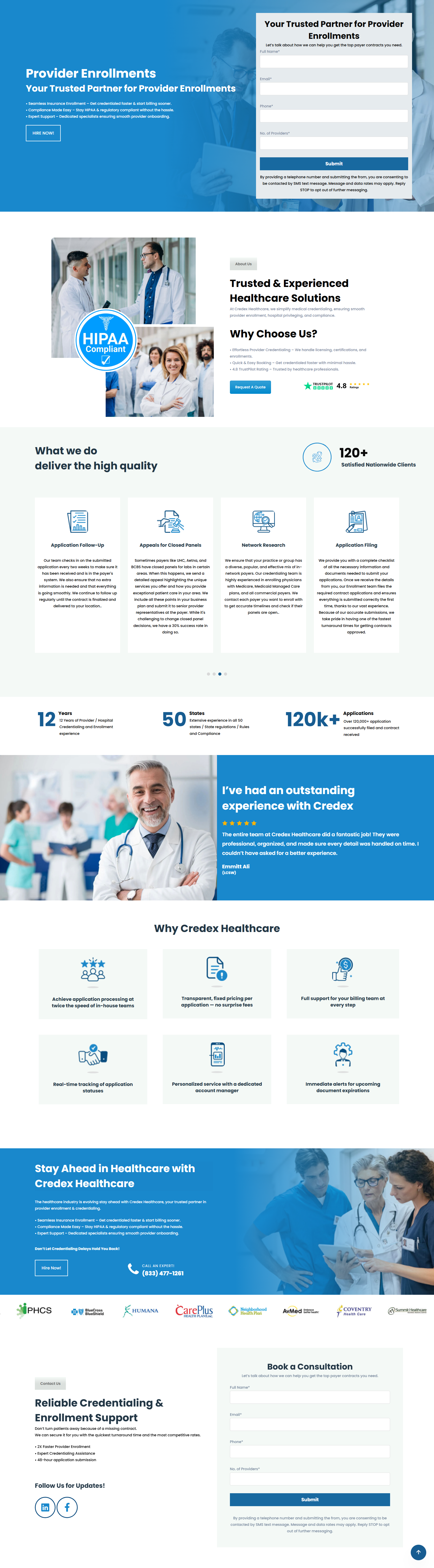 Designed and developed a responsive, user-friendly landing page for Credex Healthcare, enhancing their online presence and facilitating seamless provider credentialing services.