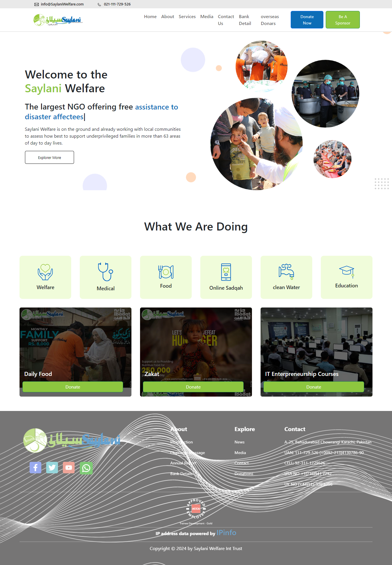 A replicated version of the Saylani Welfare Trust website, showcasing essential services and information. Built with HTML, CSS, and JavaScript for a clean and responsive user experience.